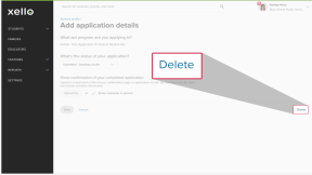 The add application details page is being edited. The Delete link is highlighted.